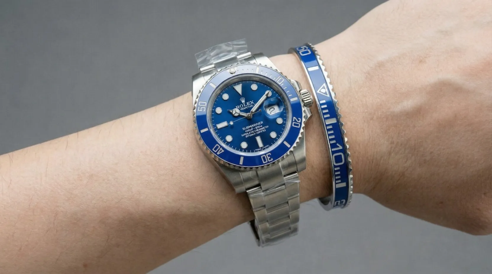Smurf Blue Submariner Titanium Steel Bracelet