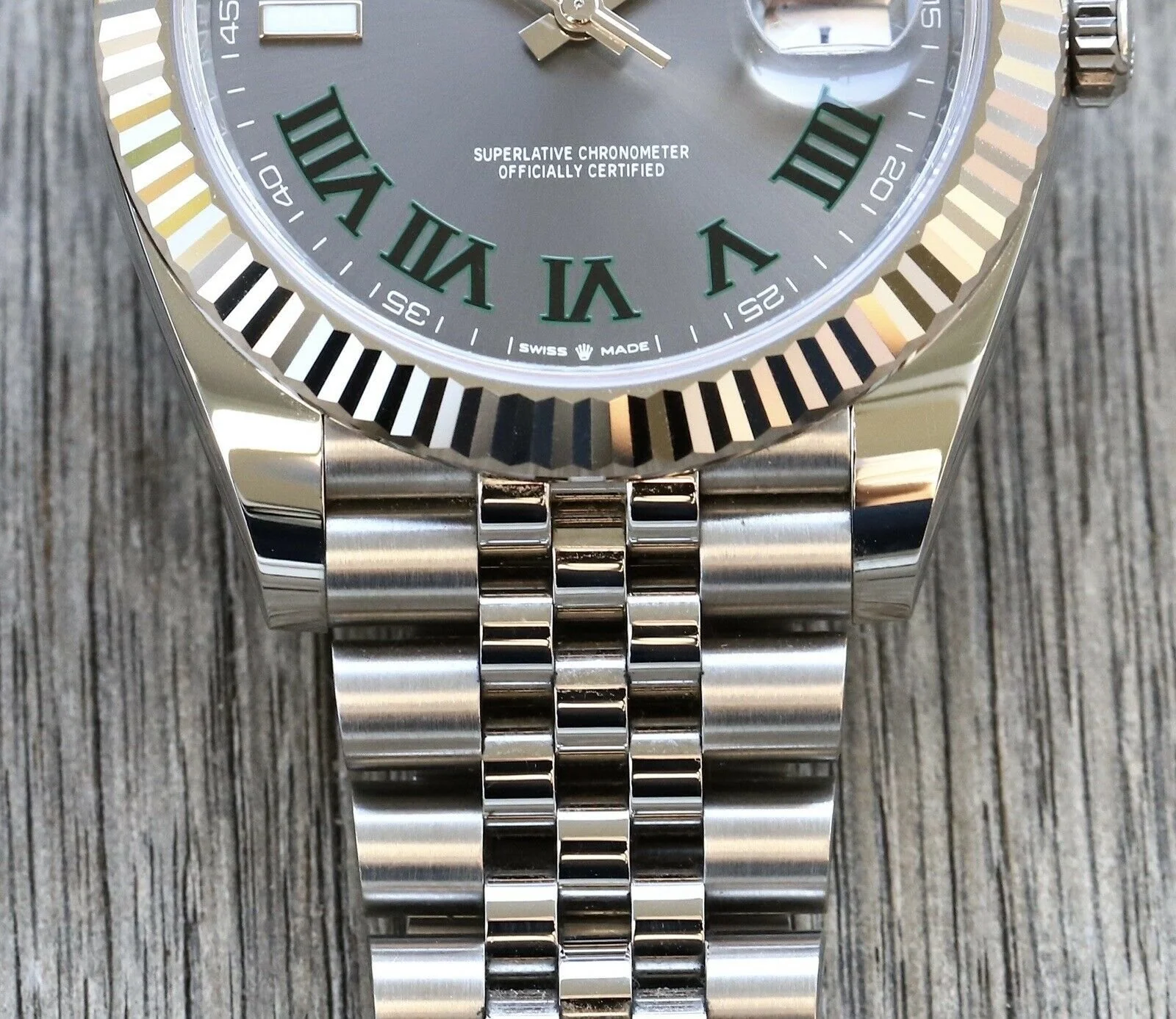 Rolex Datejust Rhodium Dial 126334 “Wimbledon” Flutted/Jubilee 41 mm