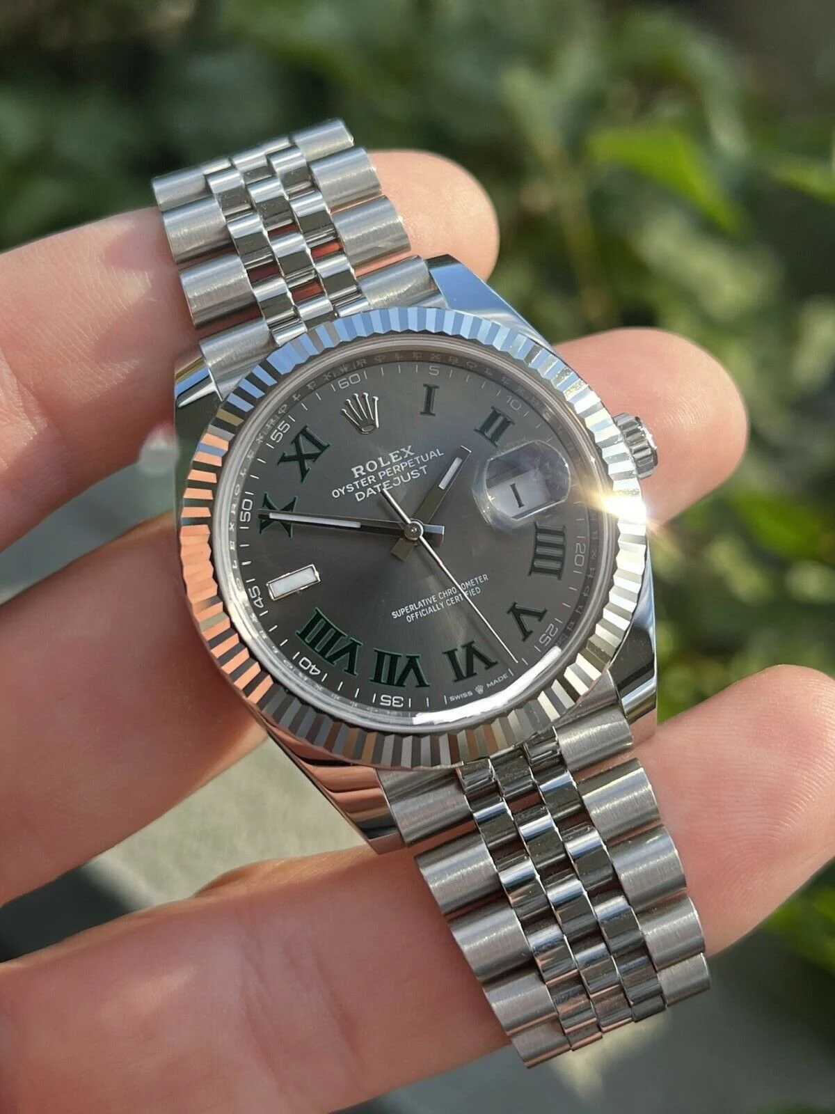 Rolex Datejust Rhodium Dial 126334 “Wimbledon” Flutted/Jubilee 41 mm