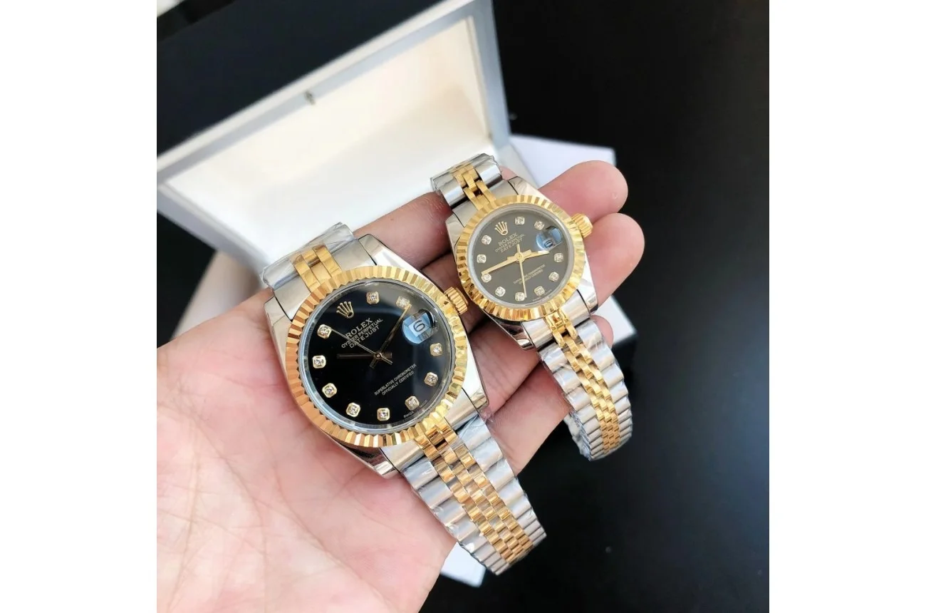 Rolex Datejust RG/SS Jub Black/Dia 36/28 mm