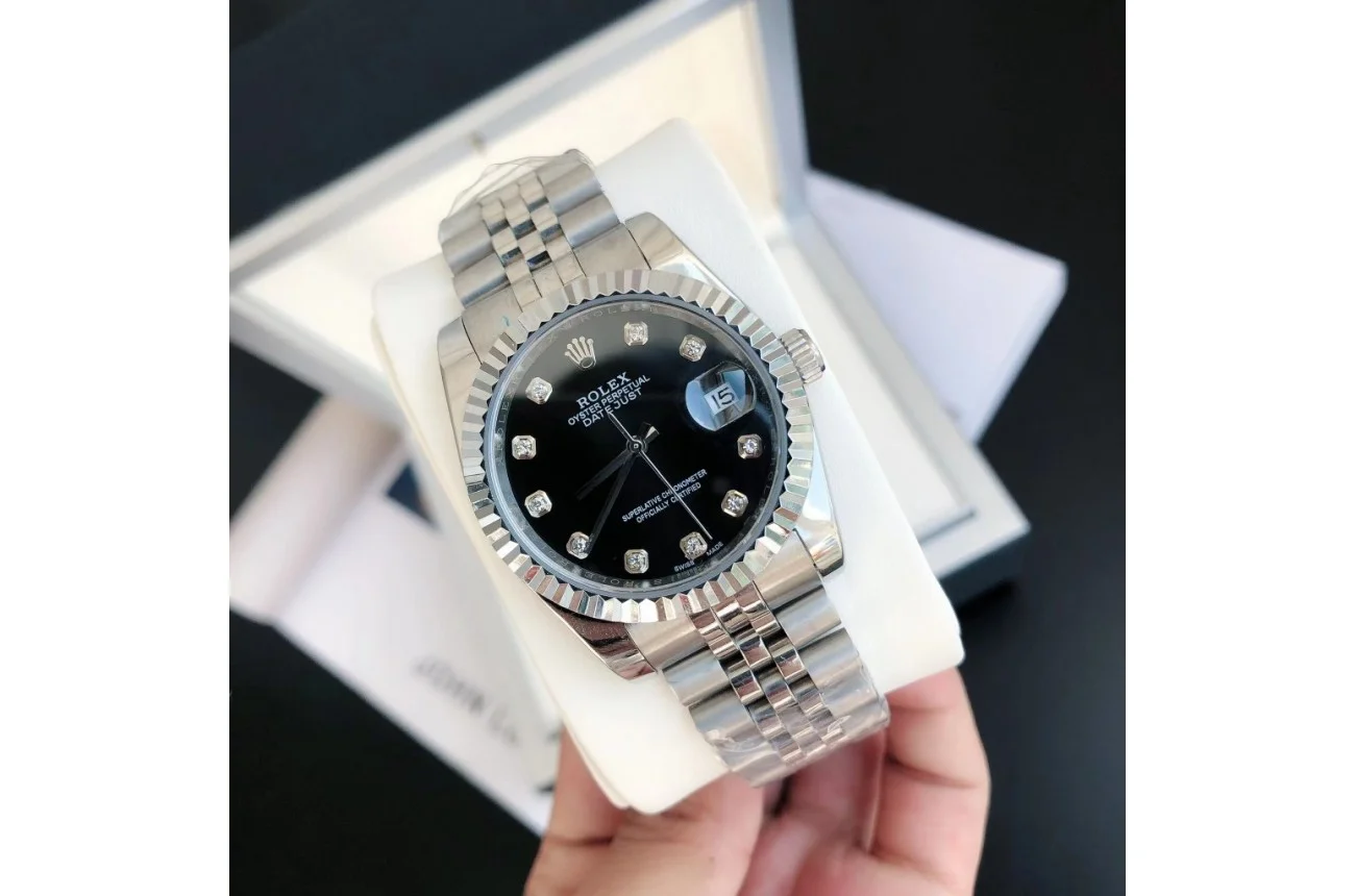Rolex Datejust SS/SS Jub Black/Dial 36/28 mm