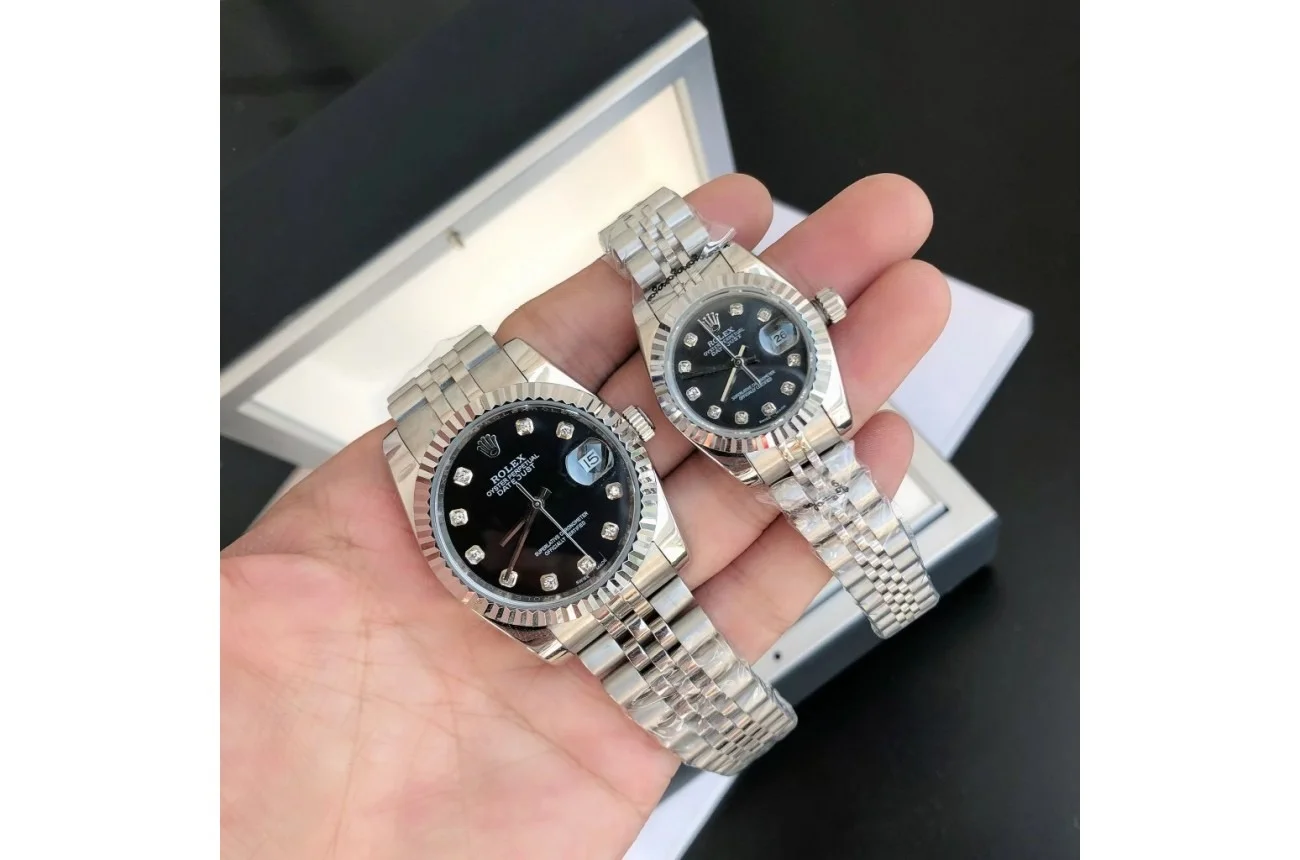 Rolex Datejust SS/SS Jub Black/Dial 36/28 mm
