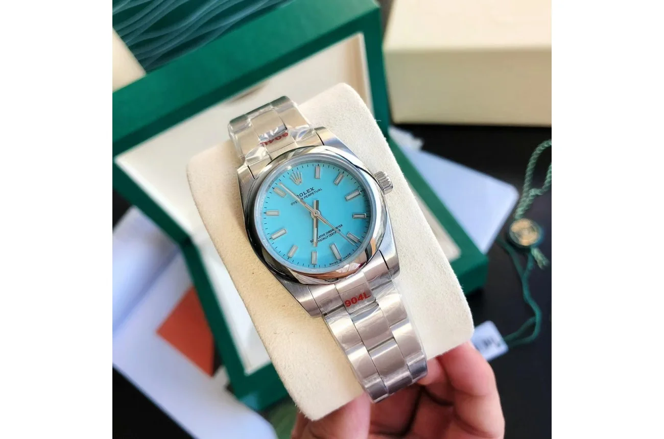 Rolex Oyster Perpetual SS/SS Tiffany Blue/Stk 31/41 mm