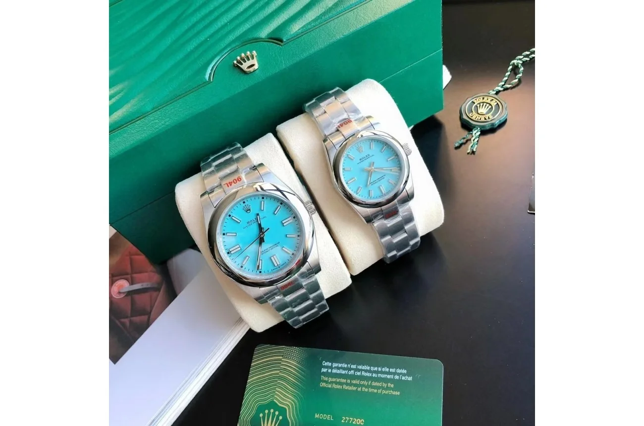 Rolex Oyster Perpetual SS/SS Tiffany Blue/Stk 31/41 mm