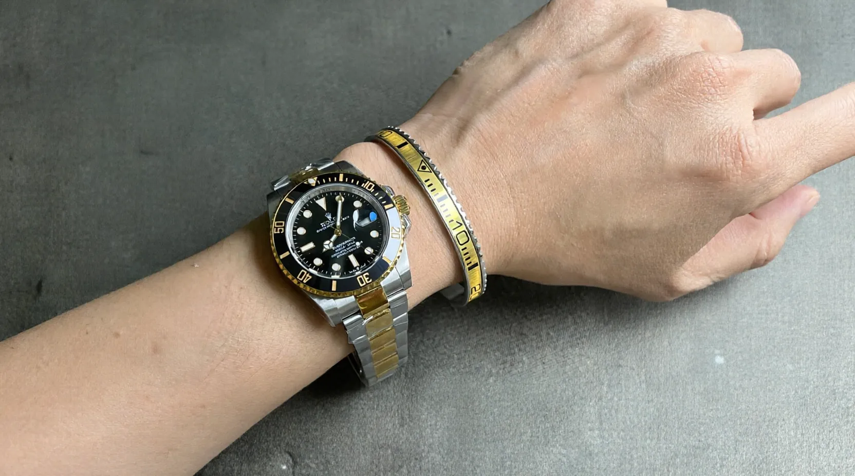 Yellow Titanium Steel Bezel Bracelet